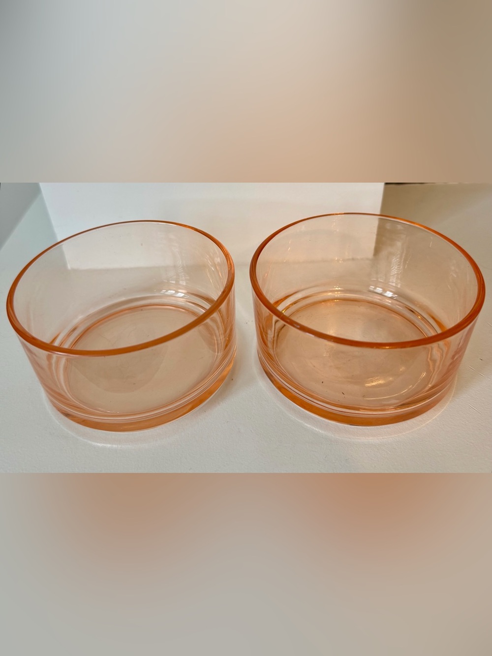 Vintage Peach Glass Serving Bowls - Set of 2